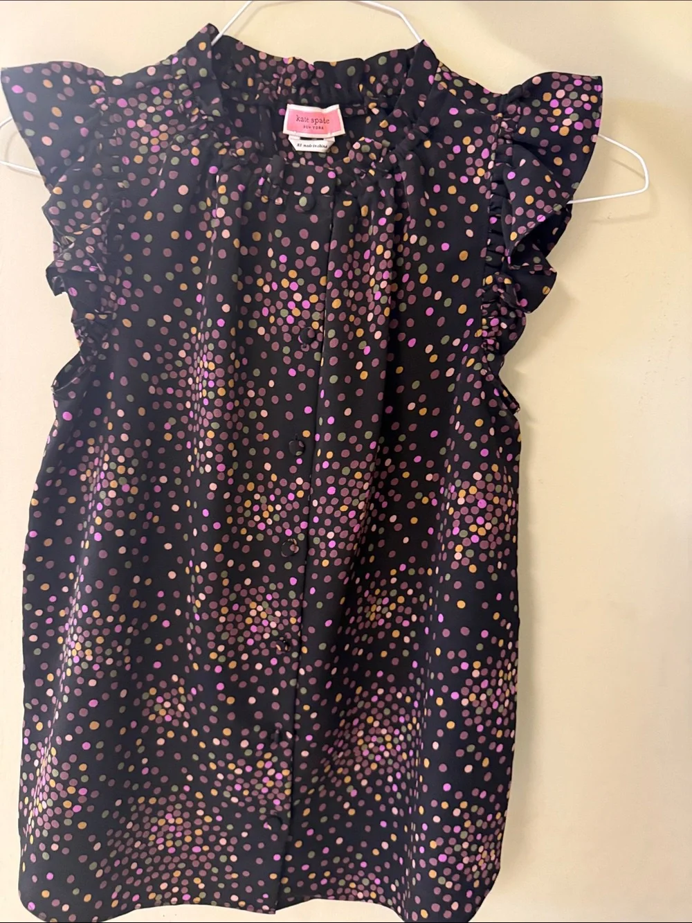 kate spade black disco dots shell top XS